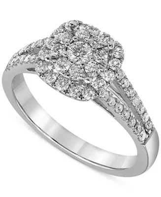 Diamond Cushion Cluster Engagement Ring (3/4 ct. t.w. ) in 14k White Gold