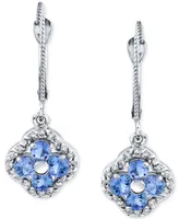 Tanzanite (1-1/5 ct. t.w.) & Diamond (1/3 ct. t.w.) Quatrefoil Leverback Drop Earrings in 14k White Gold