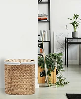 Seville Classics Hand-Woven Natural Wicker Lidded Double Laundry Hamper