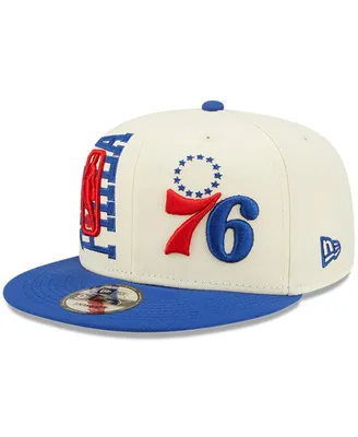 Men's New Era Cream and Royal Philadelphia 76ers 2022 Nba Draft 9FIFTY Snapback Adjustable Hat