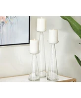 The Novogratz Glass Pillar Candle Holder, Set of 3