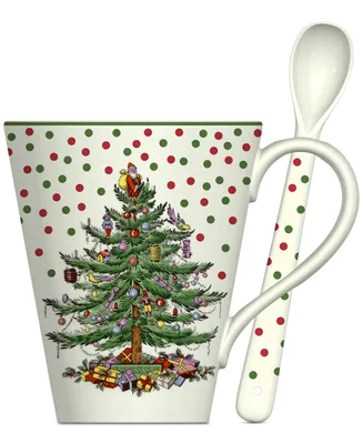 Christmas Tree Polka Dot Mug & Spoon Set