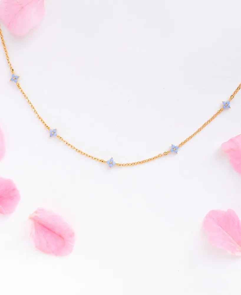 Girls Crew Blue Blossom Love Necklace - Gold
