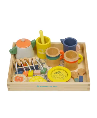 Manhattan Toy Company Flora Fauna Toddler, Kids Pretend Play Wooden Tea Set, 23 Piece