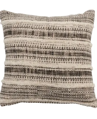 Saro Lifestyle Tufted Stripes Block Print Decorative Pillow, 18" x 18"