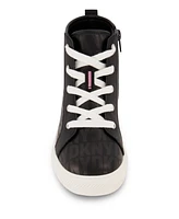 Dkny Little Girls Side Zipper All Over Logo High Top Sneakers