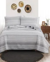 Brooklyn Loom Noah Stripe Yarn Dye 3 Piece Quilt Set, Full/Queen