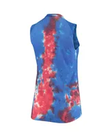 Women's Majestic Threads Red and Blue New York Mets Tie-Dye Tri-Blend Muscle Tank Top