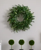 Nearly Natural 18" Eucalyptus Double Ring Wreath w/ Twig Base