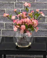 Nearly Natural Cherry Blossom in Large Glass Vase