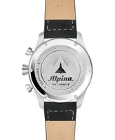 Alpina Men's Swiss Chronograph Startimer Pilot Black Leather Strap Watch 44mm