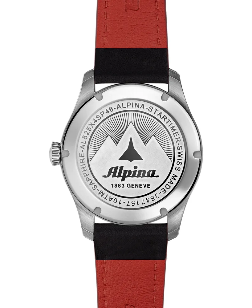 Alpina Men's Swiss Automatic Startimer Black Leather Strap Watch 41mm