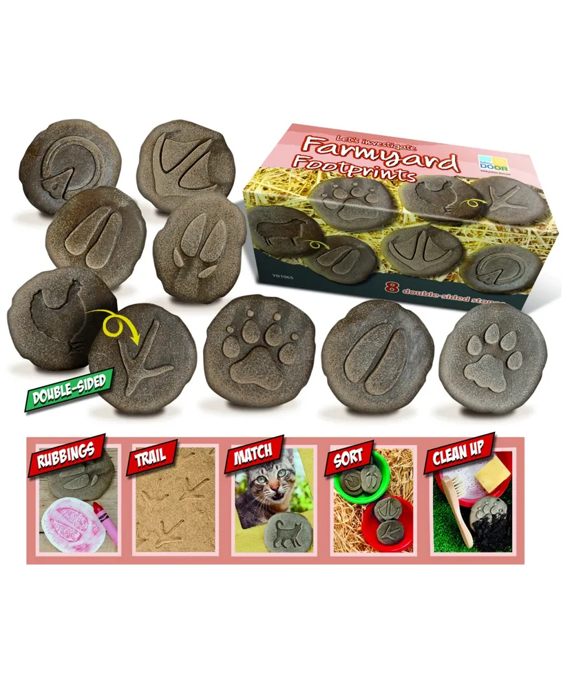 Yellow Door Let's Investigate Farmyard Footprints Stone, Set of 8