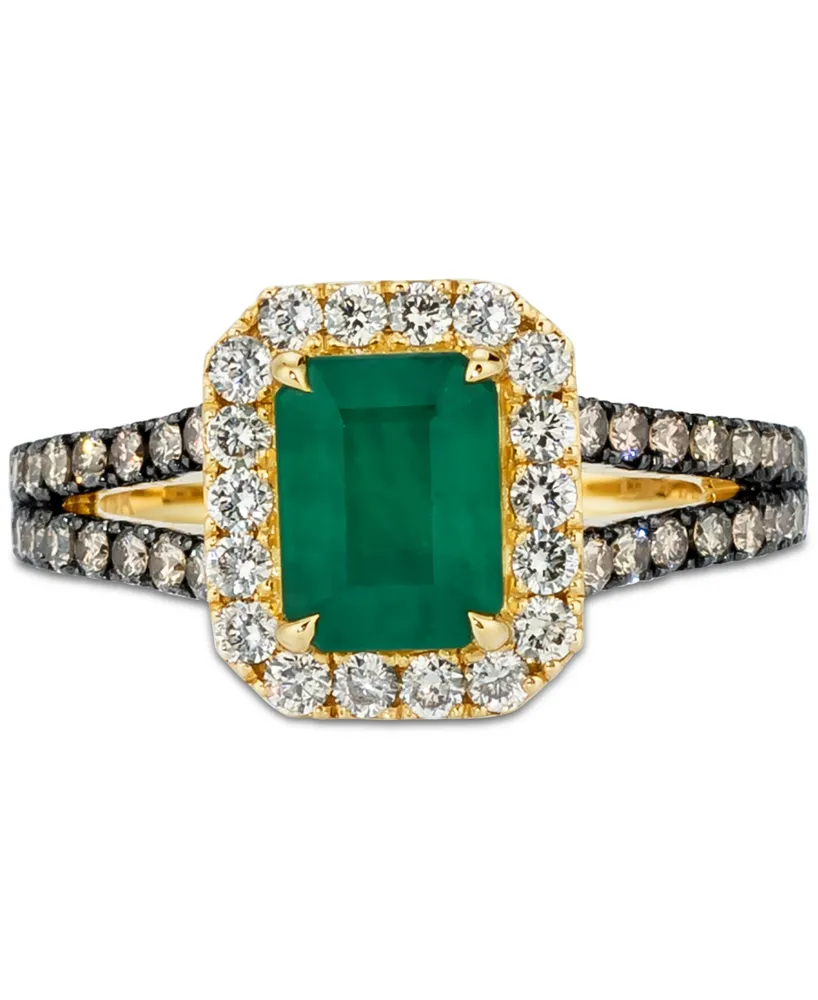 Le Vian New Emerald (1-1/5 ct. t.w.) & Diamond (7/8 ct. t.w.) Halo Split Shank Ring in 14k Gold
