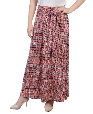 Ny Collection Petite Printed Maxi Skirt with Sash Waist Tie