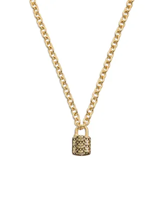 Coach Quilted Padlock Necklace - Gold