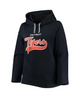 Women's Soft as a Grape Navy Detroit Tigers Plus Side Split Pullover Hoodie