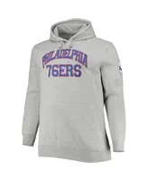 Men's Mitchell & Ness Allen Iverson Heathered Gray Philadelphia 76ers Big and Tall Name Number Pullover Hoodie