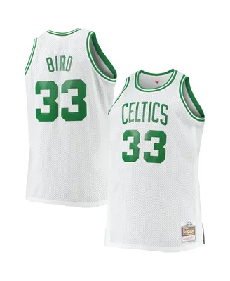 Men's Mitchell & Ness Larry Bird White Boston Celtics Big and Tall 1985-86 Hardwood Classics Swingman Jersey
