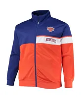 Men's Blue, Orange New York Knicks Big and Tall Pieced Body Full-Zip Track Jacket