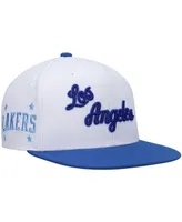 Men's Mitchell & Ness White and Royal Los Angeles Lakers Hardwood Classics Snapback Hat