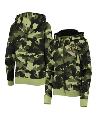 Women's New Era Green Chicago Cubs 2022 Mlb Armed Forces Day Camo Full-Zip Hoodie