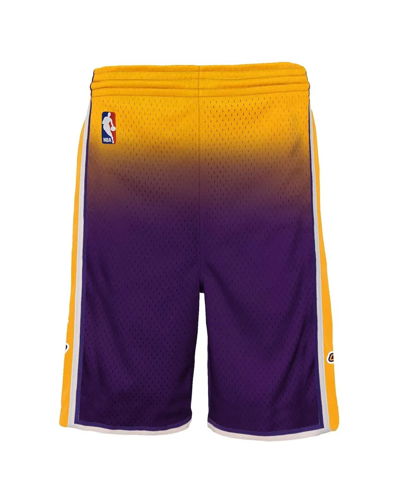 Big Boys Mitchell & Ness Gold, Purple Los Angeles Lakers 2009/10 Hardwood Classics Fadeaway Reload 3.0 Swingman Shorts