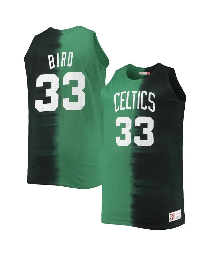 Men's Mitchell & Ness Larry Bird Black and Kelly Green Boston Celtics Profile Tie-Dye Player Tank Top