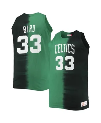 Men's Mitchell & Ness Larry Bird Black and Kelly Green Boston Celtics Profile Tie-Dye Player Tank Top