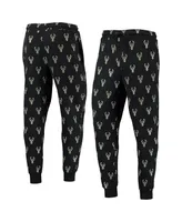 Men's The Wild Collective Black Milwaukee Bucks Allover Logo Jogger Pants