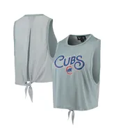 Women's The Wild Collective Light Blue Chicago Cubs Open Back Twist-Tie Tank Top