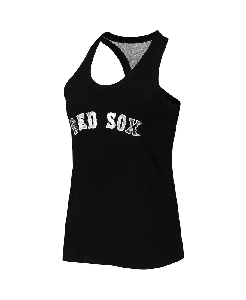 Women's The Wild Collective Black Boston Red Sox Tonal Athleisure Racerback Tank Top