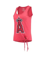 Women's Majestic Threads Red Los Angeles Angels Scoop Neck Racerback Side Tie Tri-Blend Tank Top