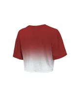 Women's Majestic Threads Red and White Chicago Bulls Repeat Dip-Dye Cropped T-shirt