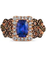 Le Vian Blueberry Tanzanite (1-1/4 ct. t.w.) & Diamond (3/4 ct. t.w.) Braided Halo Ring in 14k Rose Gold