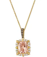 Le Vian Peach Morganite (1-1/2 ct. t.w.) & Diamond (1/4 ct. t.w.) 20" Adjustable Pendant Necklace in 14k Gold