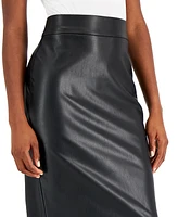 Anne Klein Women's Pull-On Faux Leather Skimmer Skirt