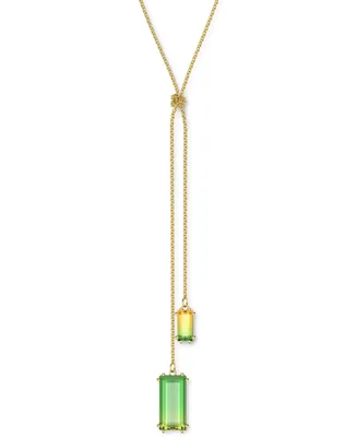 Swarovski Gold-Tone Double Crystal 19-3/4" Knotted Lariat Necklace