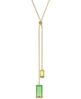 Swarovski Gold-Tone Double Crystal 19-3/4" Knotted Lariat Necklace