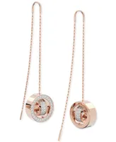 Swarovski Gold-Tone Pave Circle & Chain Threader Earrings - Rose Gold