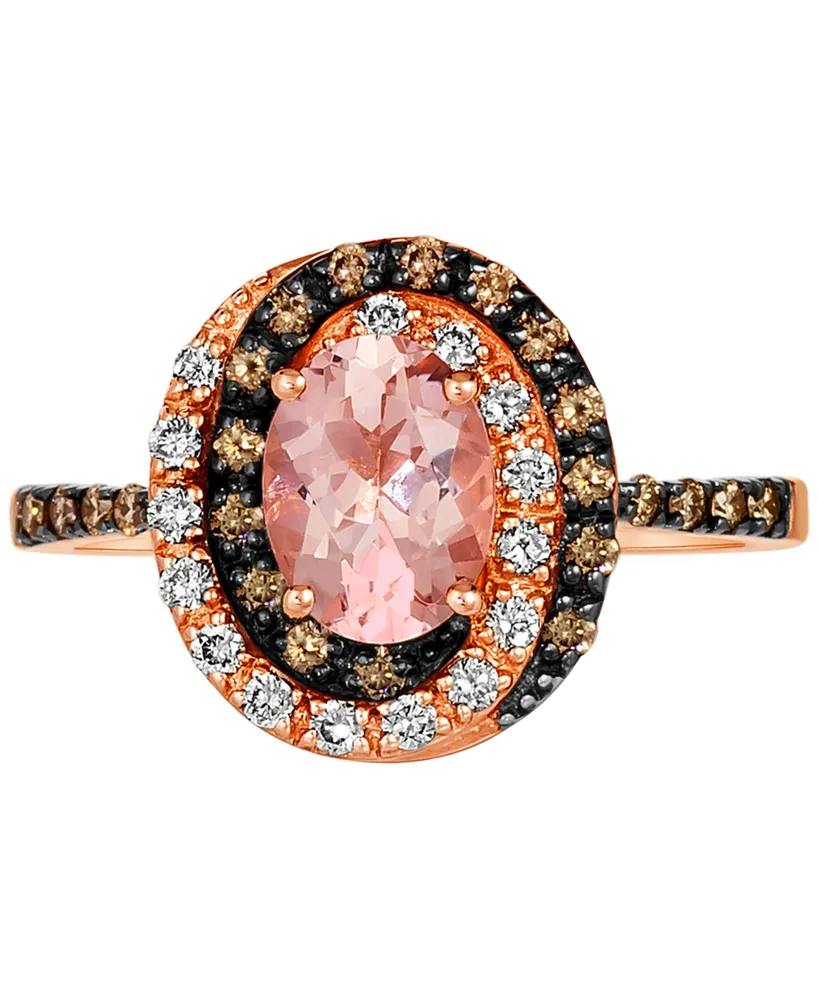 Le Vian Peach Morganite (7/8 ct. t.w.) & Diamond (3/8 ct. t.w.) Halo Ring in 14k Rose Gold