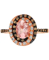 Le Vian Peach Morganite (7/8 ct. t.w.) & Diamond (3/8 ct. t.w.) Halo Ring in 14k Rose Gold