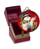 Ne'Qwa Art 7221113 Snowman Celebration Hand-Painted Blown Glass Ornament