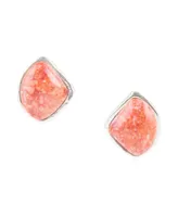 Barse Abstract Sterling Silver and Genuine Orange Sponge Coral Stud Earrings