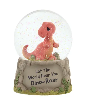 Precious Moments 221108 Let The World Hear You Dino-Roar Musical Resin, Glass Snow Globe