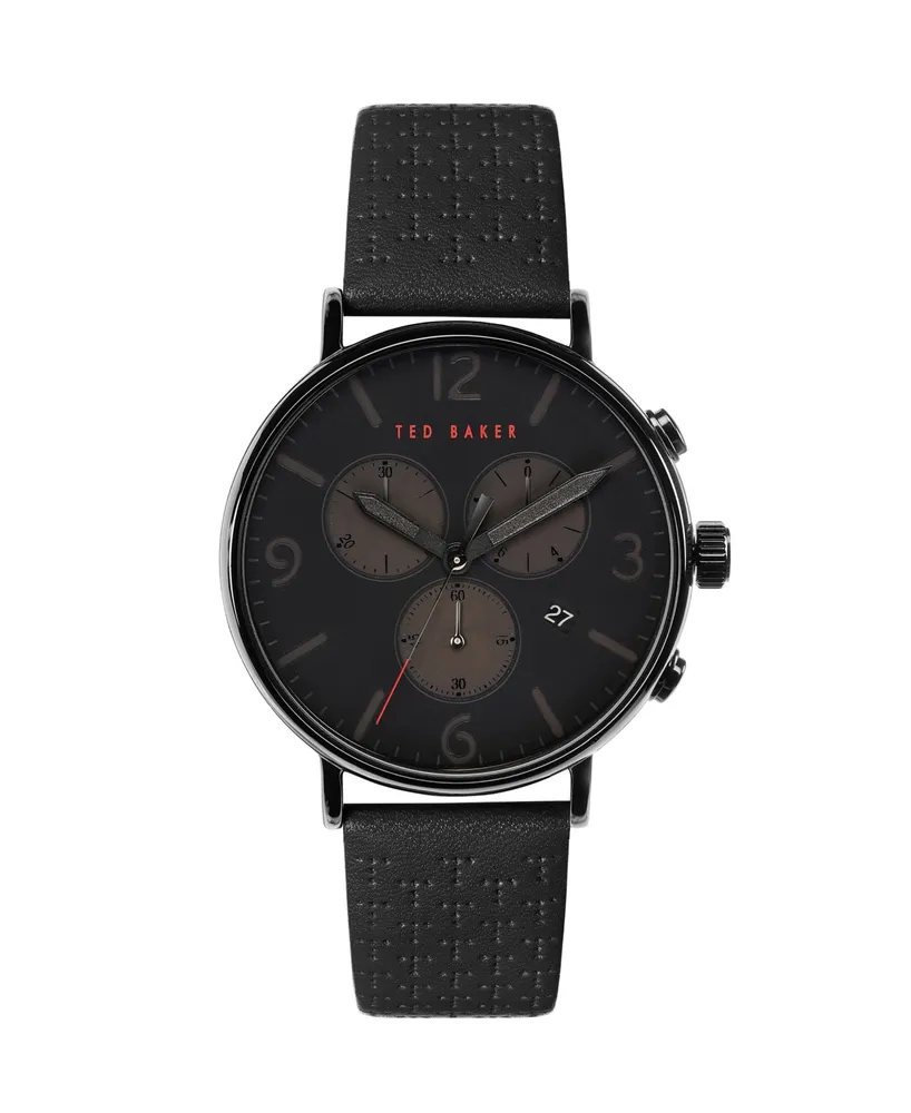 Ted Baker Men's Barnett Backlight Black Leather Strap Watch 41mm