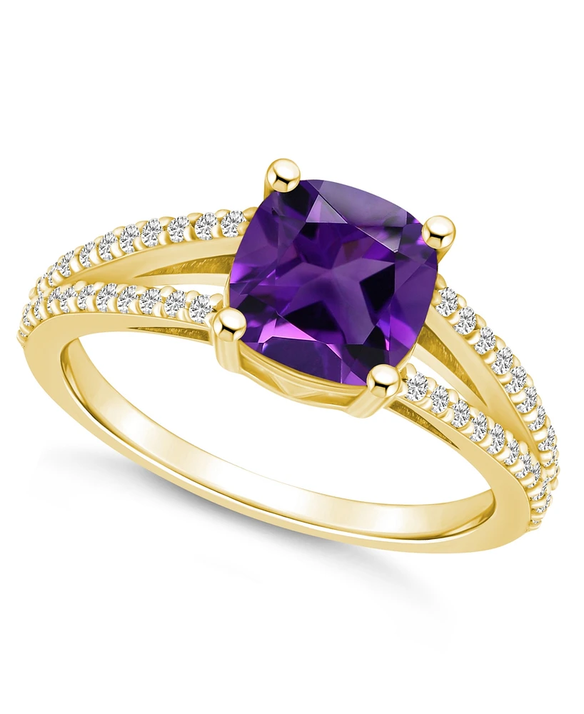 Macy's Amethyst and Diamond Accent Ring 14K Yellow Gold