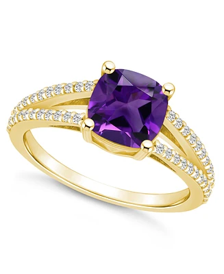 Macy's Amethyst and Diamond Accent Ring 14K Yellow Gold