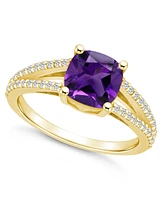 Macy's Amethyst and Diamond Accent Ring 14K Yellow Gold
