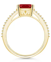 Macy's Garnet and Diamond Accent Ring 14K Yellow Gold